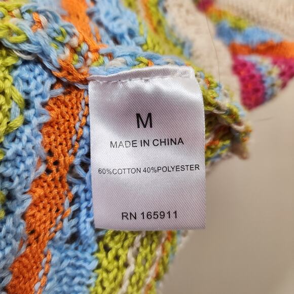 Grace + Karma colorful button front crochet sweater tank top woman's size medium - Picture 7 of 7